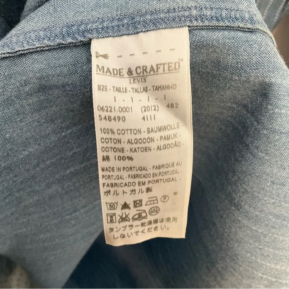 Levi’s Made & Crafted Light Blue Dotted Denim Shirt Dress With Pockets - Picture 15 of 16